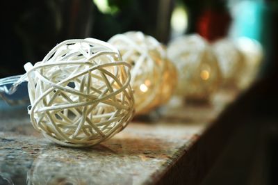 Close-up of christmas decoration on table