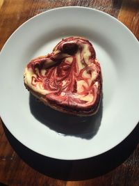 High angle view of dessert in plate on table