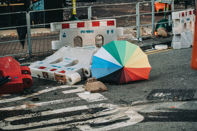 Multi colored cars on road in city