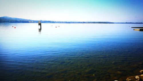 Scenic view of lake against clear sky