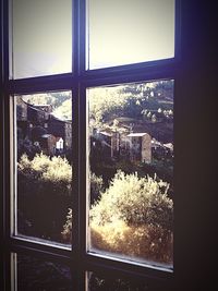 View of building through window