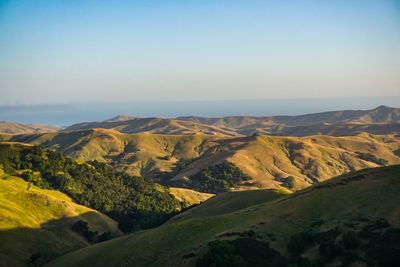 Scenic view of mountains against clear sky