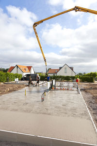 Workers preparing foundations