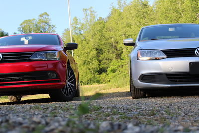 Cars parked on road