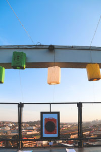 Low angle view of buildings against clear sky