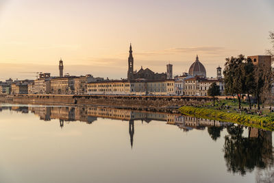 Reflection of buildings in water