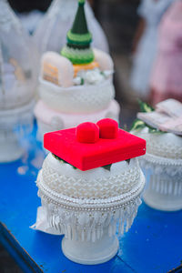 Close-up of dessert on table