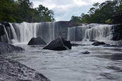 Scenic view of waterfall in forest