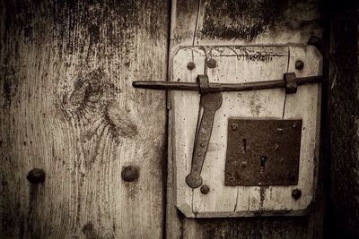 Close-up of closed wooden door