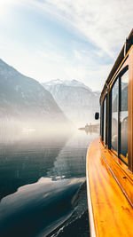 Boat ride over the morning lake 