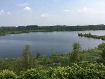 Scenic view of lake against sky