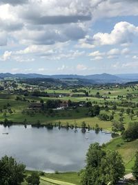 High angle view of landscape against sky