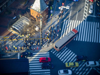 High angle view of traffic on road