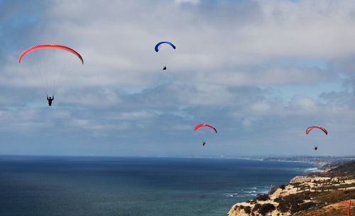 Parachute flying over sea