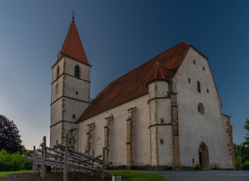 Low angle view of old building against sky