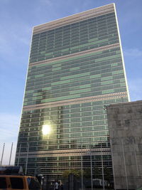 Low angle view of modern building against sky