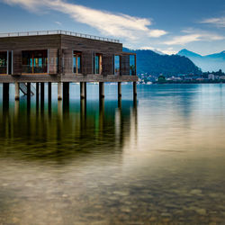 Scenic view of lake against sky