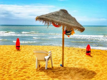 Lounge chairs on beach