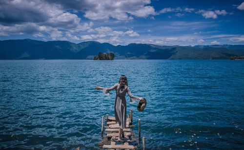 Scenic view of lake against sky