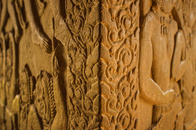 Close-up of carving on wall