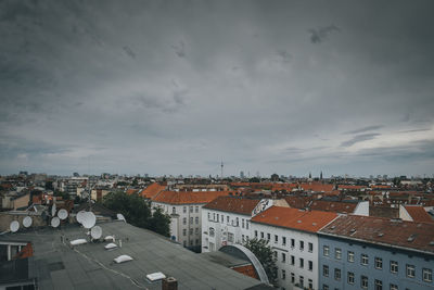 High angle view of townscape against sky