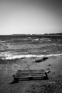 Scenic view of beach against clear sky