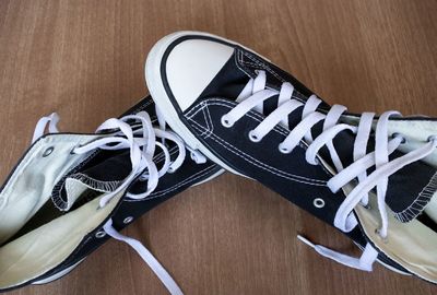 High angle view of text on table