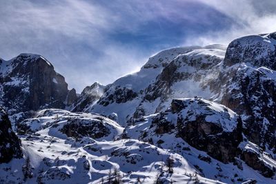 Snow covered mountains against sky