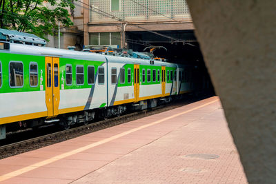 Train at railroad station platform