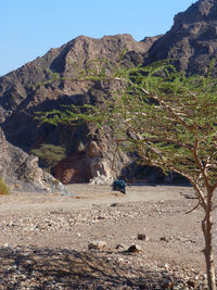 Scenic view of mountains against clear sky