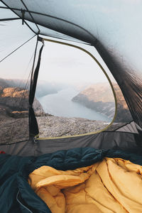 River seen through tent