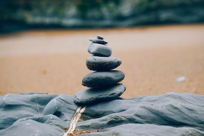 Stack of stones on sand