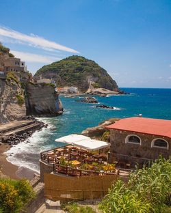 Scenic view of sea against blue sky