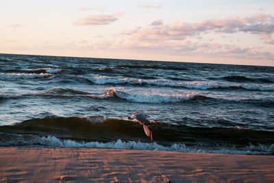 Scenic view of sea against sky during sunset