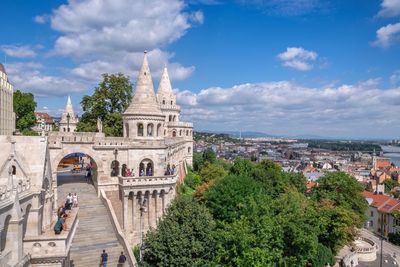 Fisherman's bastion on the upper town buda in budapest, hungary, on a sunny summer morning