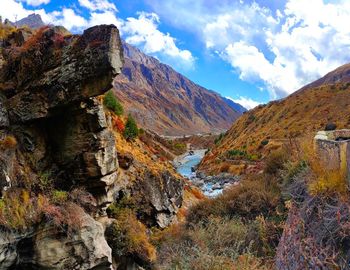 Scenic view of mountains against sky