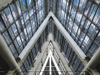 Low angle view of skylight in building