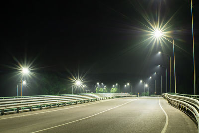 Light trails on road at night