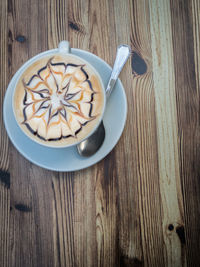 High angle view of coffee on table