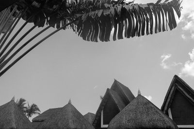 Low angle view of roof against clear sky