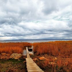 Scenic view of land against sky