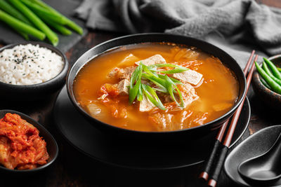 Close-up of soup in bowl