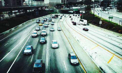 High angle view of traffic on road