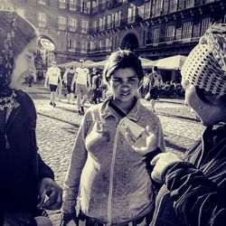 Portrait of man in city