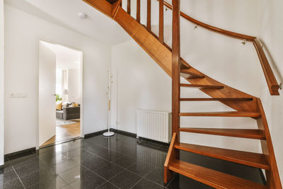 High angle view of spiral staircase