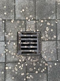 Directly above shot of manhole on street