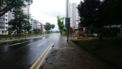 Empty road in city