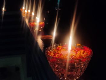 Close-up of illuminated candles