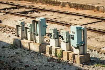 View of railroad tracks on field