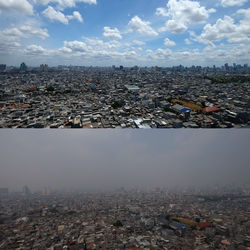 High angle view of townscape against sky